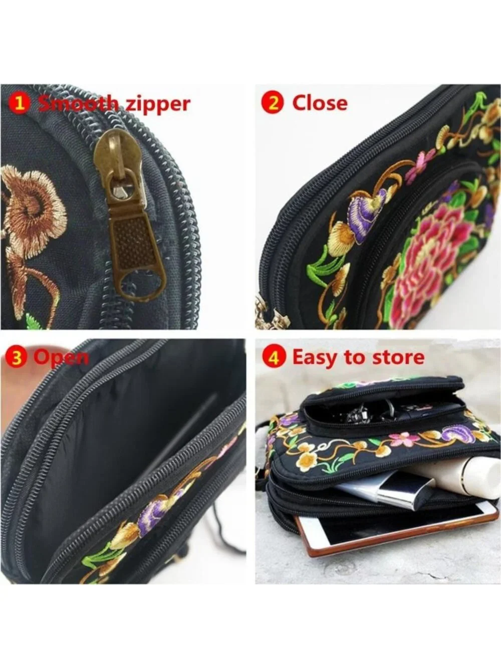 Floral Embroidered Vintage Hobo Tote Bag | Ethnic Shoulder Purse for Women